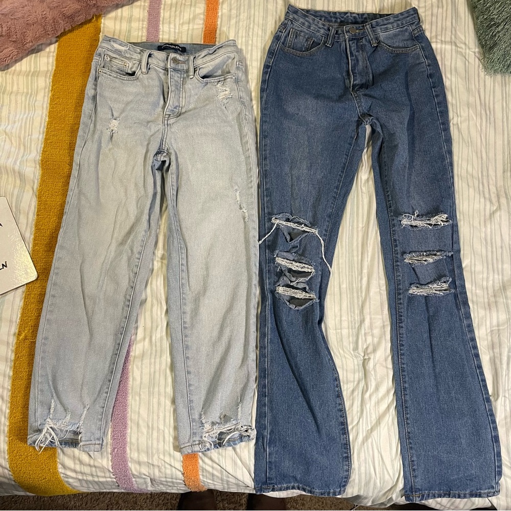 GUC Lot of 2 Distressed JEANS size XS SHEIN & CALVIN KLEIN